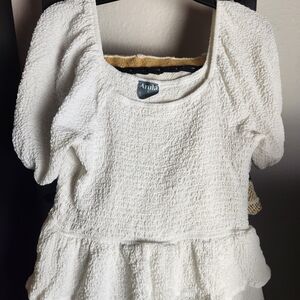 ARULA White Puff Sleeve Smocked Blouse
